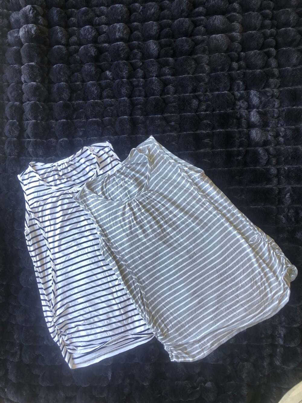 Smallshow Maternity Sleeveless Ruched Striped Nursing Tank Tops Set of 2